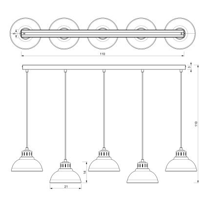 Candelabro suspenso SVEN 5xE27/15W/230V vermelho