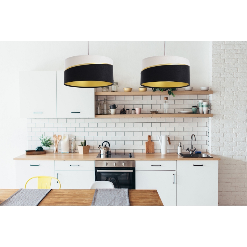 Candelabro suspenso SWING 1xE27/60W/230V preto/branco/dourada