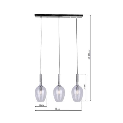 Candelabro suspenso TANGO 3xE14/40W/230V transparente