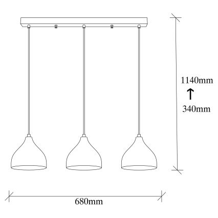 Candelabro suspenso TATTOO 3xE27/40W/230V