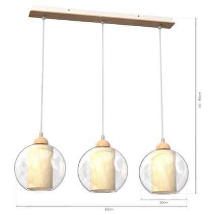 Candelabro suspenso TELA 3xE27/60W/230V