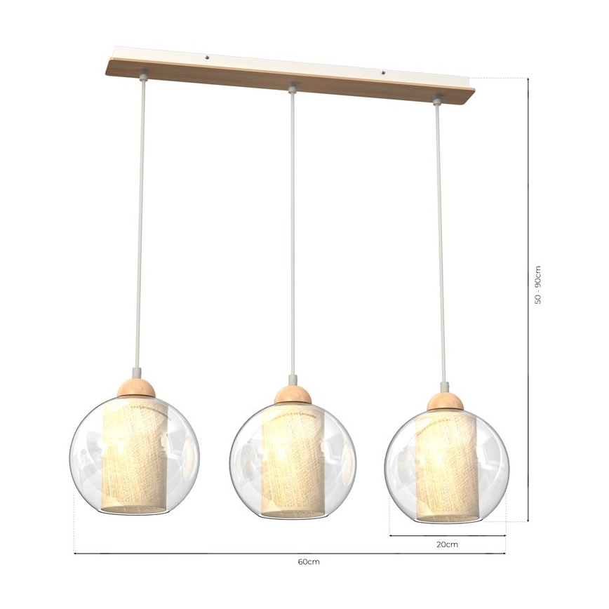 Candelabro suspenso TELA 3xE27/60W/230V
