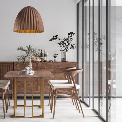 Candelabro suspenso TELMA 1xE27/60W/230V diâmetro 70 cm castanho/dourada