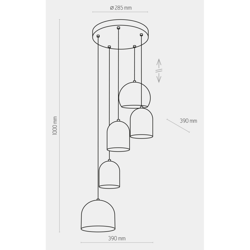 Candelabro suspenso TEMPRE 5xE27/15W/230V branco/cinzento/preto