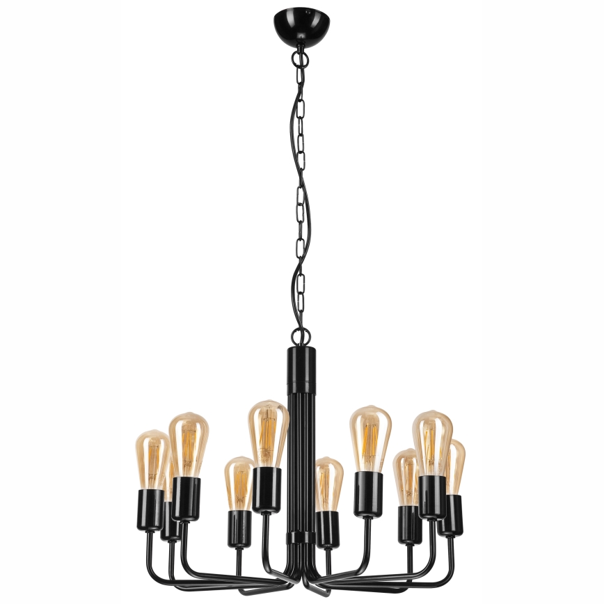 Candelabro suspenso TIFFANY 10xE27/60W/230V preto