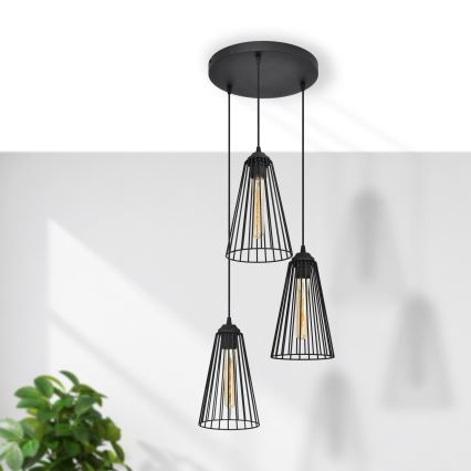 Candelabro suspenso TORRI 3xE27/15W/230V preto
