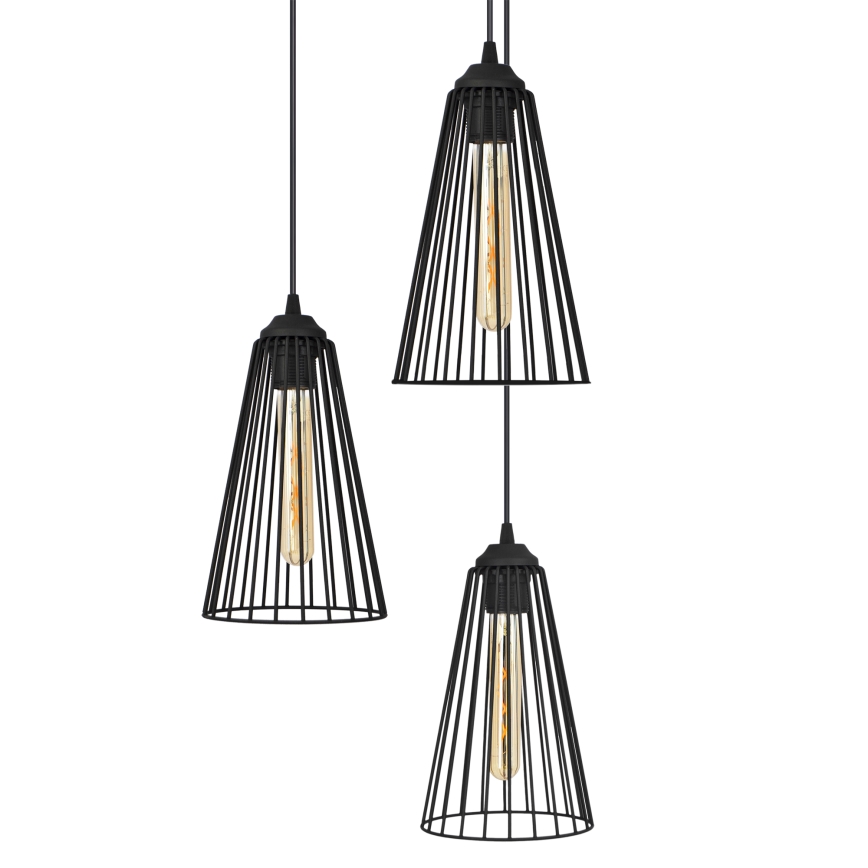 Candelabro suspenso TORRI 3xE27/15W/230V preto