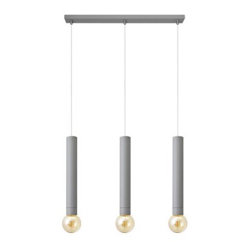 Candelabro suspenso TUBA 3xE27/15W/230V cinzento