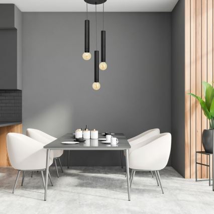 Candelabro suspenso TUBA 3xE27/15W/230V preto