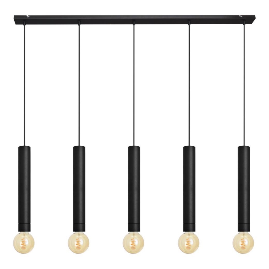 Candelabro suspenso TUBA 5xE27/15W/230V preto