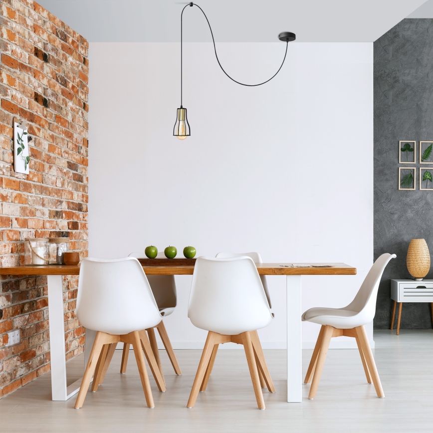 Candelabro suspenso TUBE LONG 1xE27/15W/230V preto/dourada