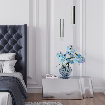 Candelabro suspenso TUBI 1xGU10/8W/230V cromado brilhante