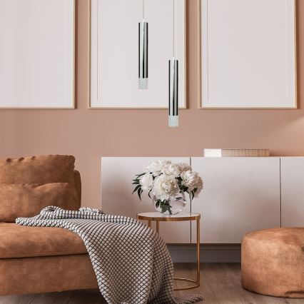 Candelabro suspenso TUBI 1xGU10/8W/230V cromado brilhante