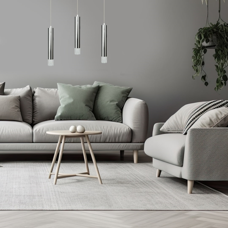 Candelabro suspenso TUBI 1xGU10/8W/230V cromado brilhante