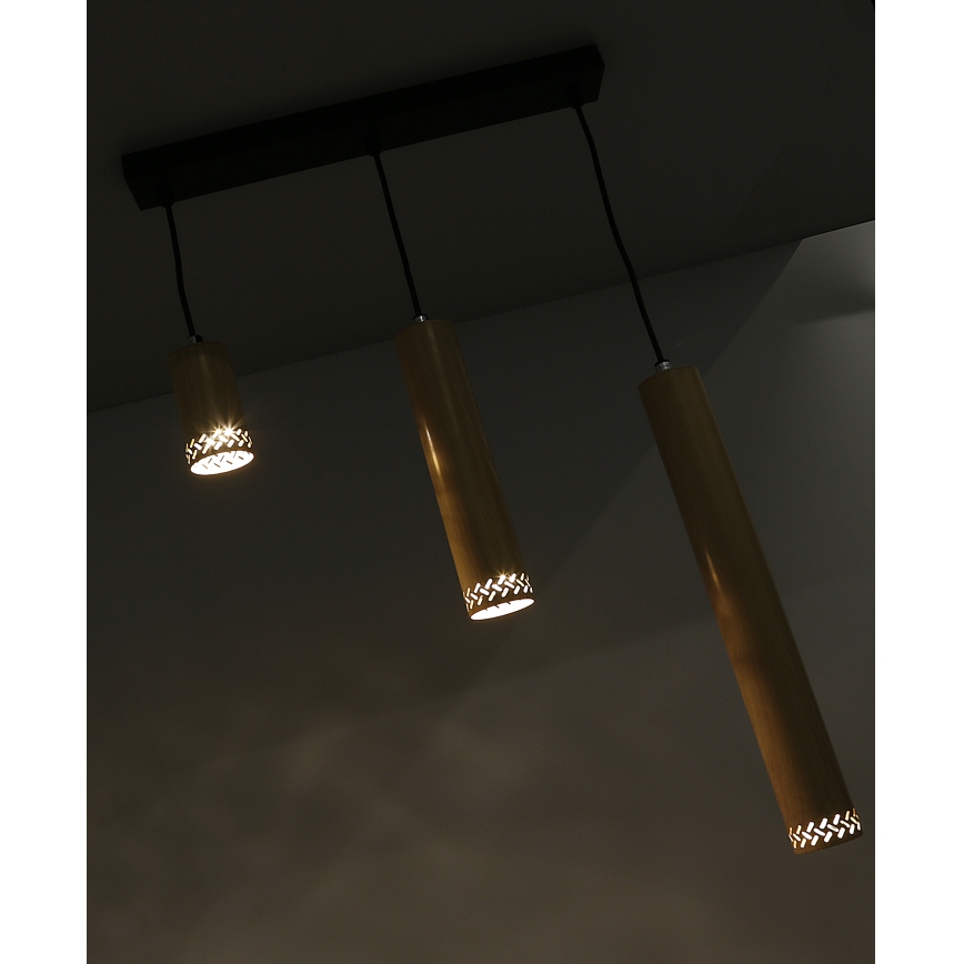 Candelabro suspenso TUBO 3xGU10/25W/230V madeira