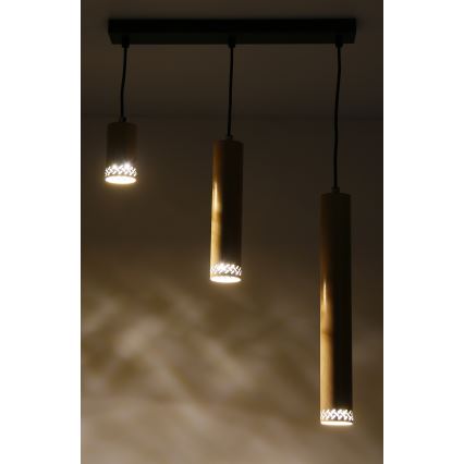 Candelabro suspenso TUBO 3xGU10/25W/230V madeira