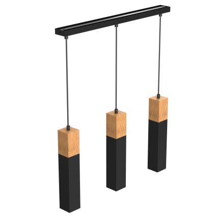 Candelabro suspenso TULUM 3xGU10/60W/230V preto