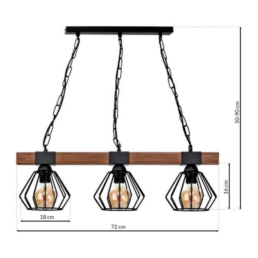 Candelabro suspenso ULF 3xE27/60W/230V