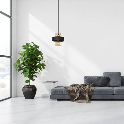 Candelabro suspenso VOLTA 1xE27/15W/230V preto/dourado