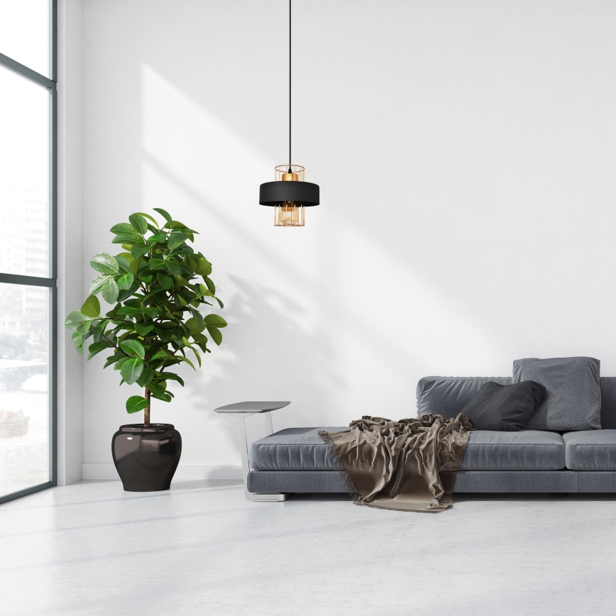 Candelabro suspenso VOLTA 1xE27/15W/230V preto/dourado