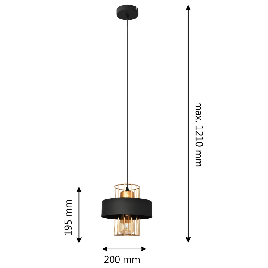 Candelabro suspenso VOLTA 1xE27/15W/230V preto/dourado
