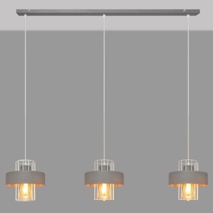Candelabro suspenso VOLTA 3xE27/15W/230V cinzento