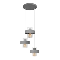Candelabro suspenso VOLTA 3xE27/15W/230V diâmetro 42 cm cinzento