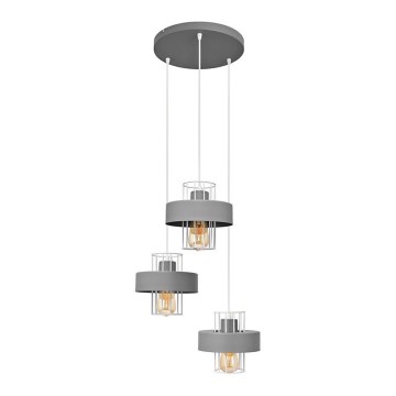 Candelabro suspenso VOLTA 3xE27/15W/230V diâmetro 42 cm cinzento