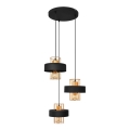 Candelabro suspenso VOLTA 3xE27/15W/230V preto/dourada