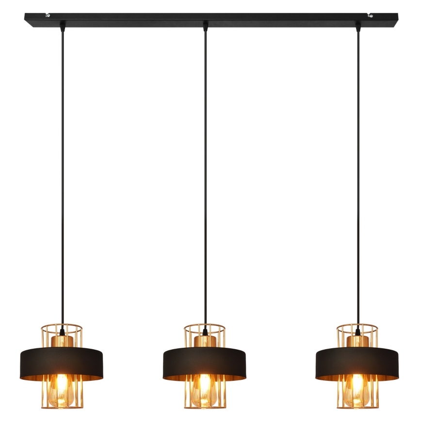 Candelabro suspenso VOLTA 3xE27/15W/230V preto/dourado
