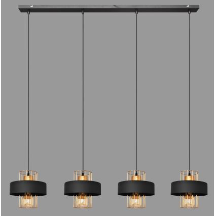 Candelabro suspenso VOLTA 4xE27/15W/230V preto/dourado