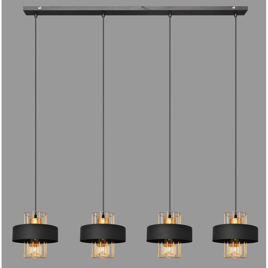 Candelabro suspenso VOLTA 4xE27/15W/230V preto/dourado