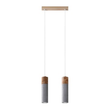 Candelabro suspenso ZANE 2xGU10/40W/230V betão/Bétula/faia