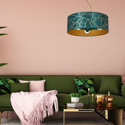 Candelabro suspenso ZIGGY 3xE27/60W/230V verde/dourado