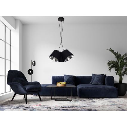 Candelabro suspenso ZOMA 3xE27/60W/260V preto/cromado brilhante