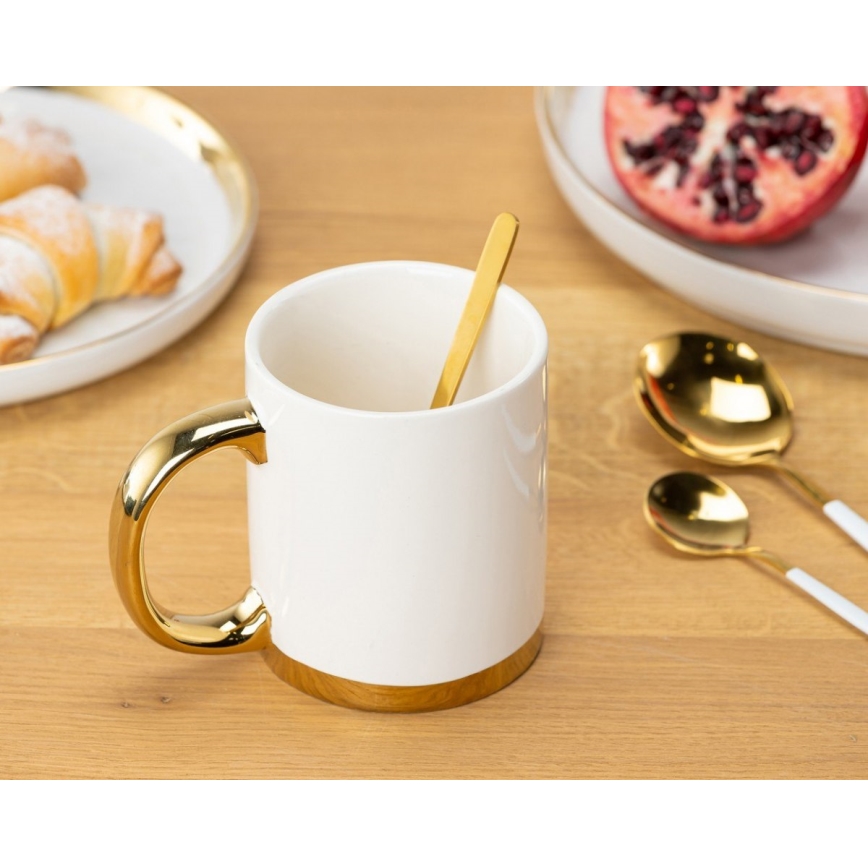 Caneca com colher LANA creme/dourado