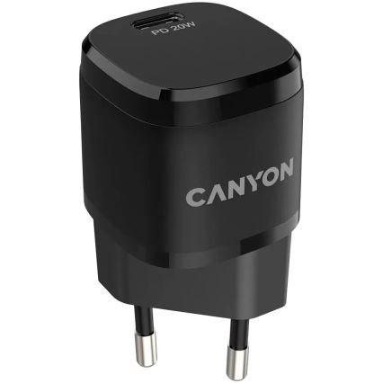 Canyon - Adaptador de carregamento rápido Power Delivery 20W preto