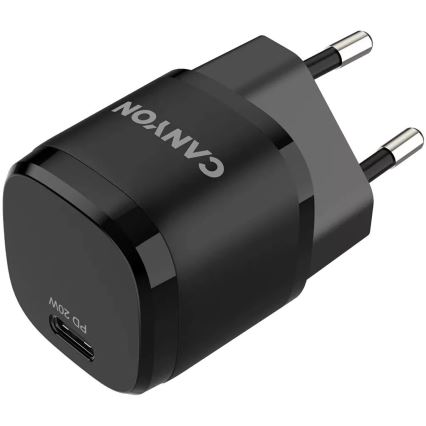 Canyon - Adaptador de carregamento rápido Power Delivery 20W preto