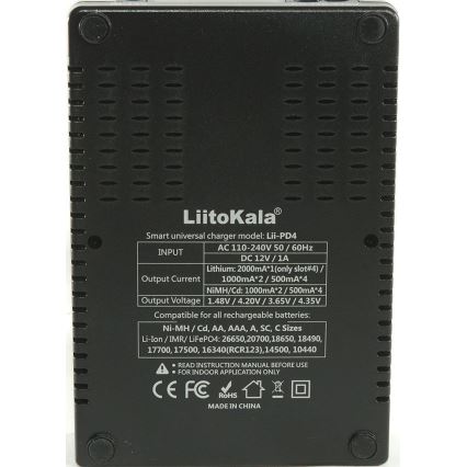 Carregador de baterias para A/AA/AAA/18650/20700/26650/22650