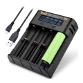 Carregador de pilhas com visor LCD para 1-4x Li-Ion/Ni-MH