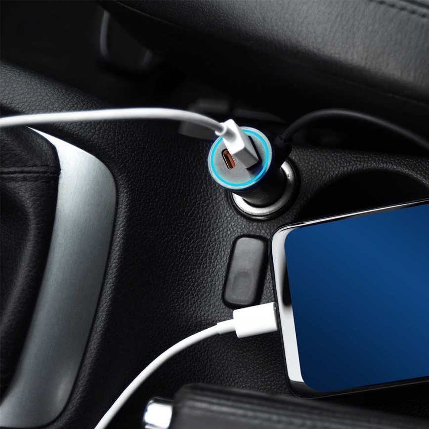 Carregador para automóvel Power Delivery 20W 12-24V/3A USB/C preto