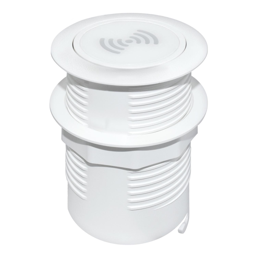 Carregador sem fios incorporado + USB A+C branco