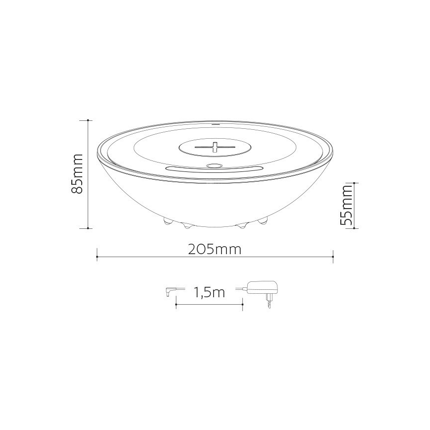 Carregador sem fios LED RGB CARREGADOR LED/10W/230V