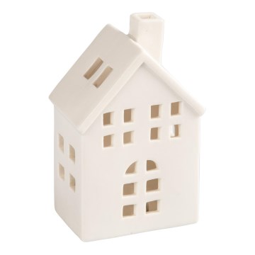 Casa de vela de porcelana 14,5 cm branco