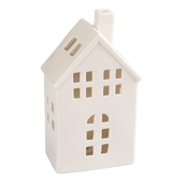 Casa de vela de porcelana 19,4 cm branco
