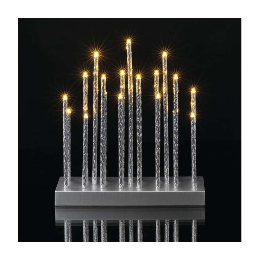 Castiçal de Natal LED 19xLED/3xAA cinzento