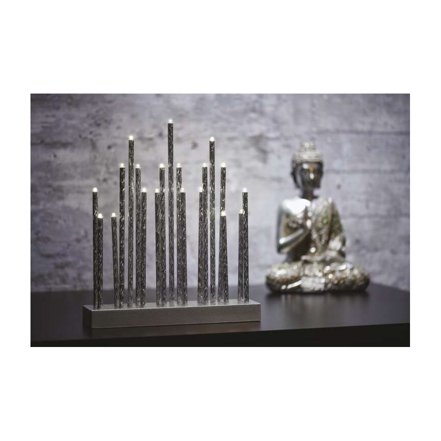 Castiçal de Natal LED 19xLED/3xAA cinzento