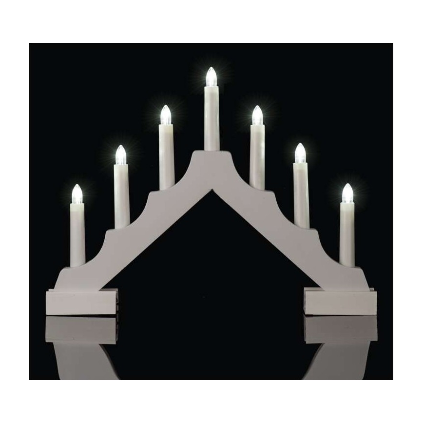 Castiçal de Natal LED 7xLED/2xAA branco