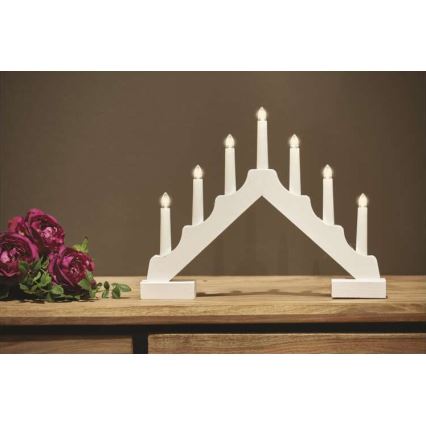 Castiçal de Natal LED 7xLED/2xAA branco