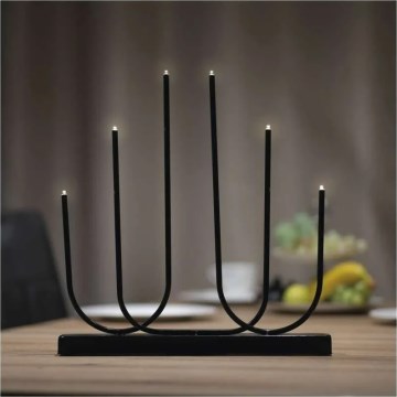 Castiçal LED de Natal 6xLED/2xAA preto